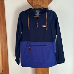 LLBean Women’s Mountain Classic Anorak, Regular Size S Blue Colorblock